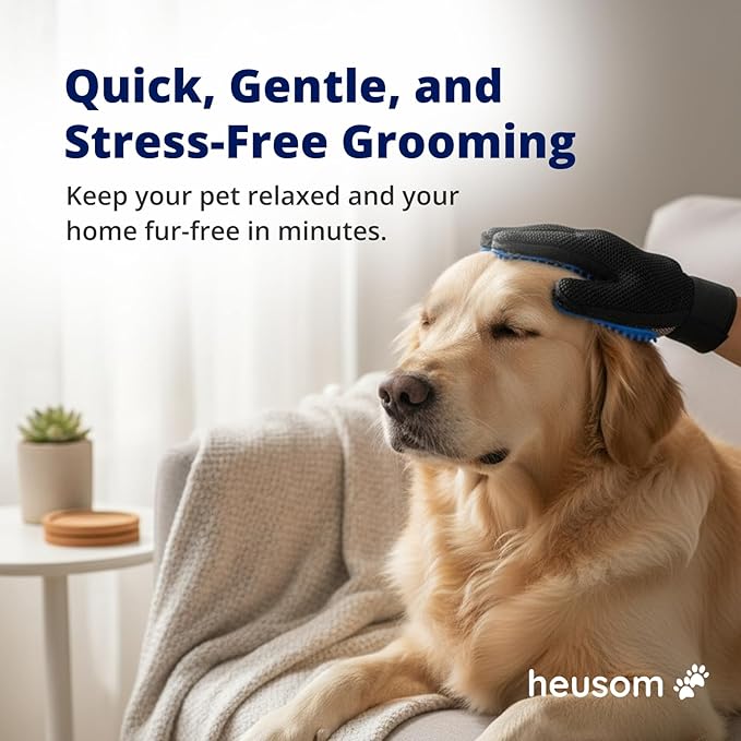 Silent Groom Pro Grooming Glove for Dogs, Cats, Rabbits & Horses | 2-in-1 Pet Brush & Deshedding Tool | Gentle Bathing & Cleaning for Long & Short Hair | Grooming Supplies for Pet Fur Control