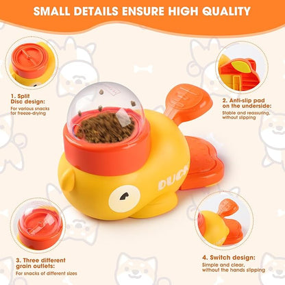Interactive Dog Treat Dispenser Toy, 2026 New Duck Shape Puzzle Feeder,Interactive Dog Food Dispenser with Press Button and Rotating Design,Slow Feeding Game for Dogs and Cats