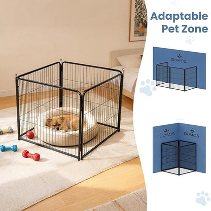 DUMOS Dog Playpen Indoor, Metal 40 Inch 4 Panels Foldable Pet Fence with Door, Outdoor Small Medium Large Dog Puppy Portable Exercise Play Pen for RV Camping, Trips, Play Yard