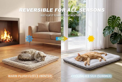 Dog Cooling Mat, Self Warming Cat Bed, Reversible Warm & Cooling Cat Bed, Winter Warm Cat Pad & Summer Cooling Cat Mat for Kittens & Small Dogs, Perfect for Crates, Beds & Sofas, Gray, 24" x 36"