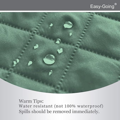 Easy-Going Recliner Chair Slipcover Reversible Sofa Cover Water Resistant Couch Cover Furniture Protector with Elastic Straps for Pets Dog (Recliner 22 inch, Cyan/Ivory)