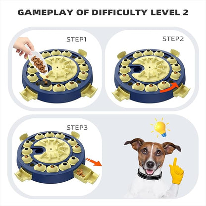 KADTC Dog Puzzle Toy, Large Size, 3 Levels of Step-by-Step Challenge 4 Ways to Play Beginner to Advanced Slow Feeder & Mental Stimulation for Smart Dogs Enrichment Toys