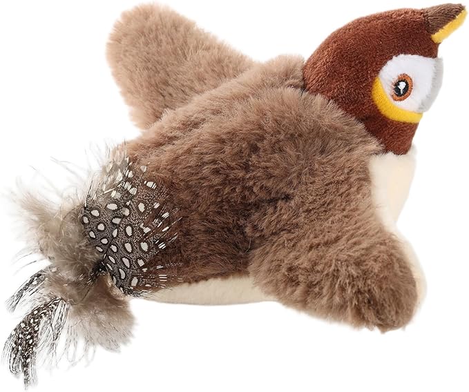 Chirping Bird Cat Toy - Interactive Flapping Bird Cat Toy for Indoor Cats, Simulated Rechargeable Flappy Sparrow with Catnip Pouch