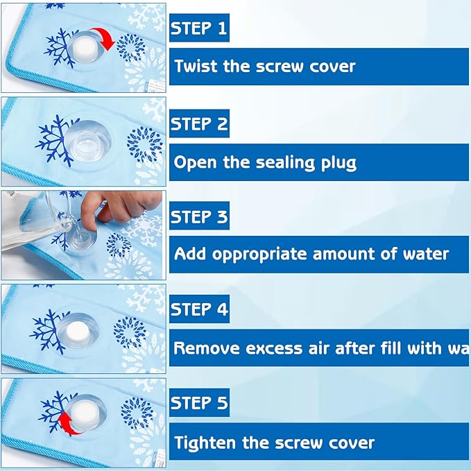 Dog Cooling Mat Water Injection Pet Cool Pads Dogs & Cats Pet Cooling Blanket for Outdoor Car Seats Beds (Azure, 24 * 18IN)