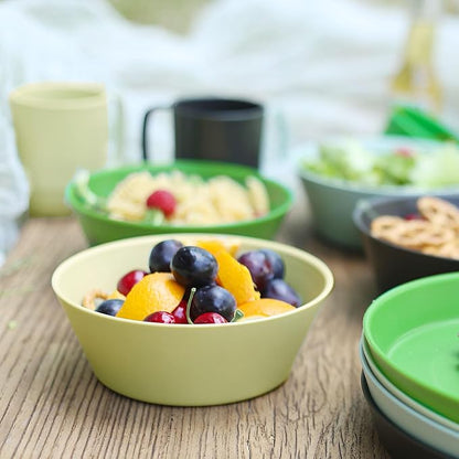 shopwithgreen Plastic Cereal Bowls with Dust-Proof Lid, Resuable Bowls for Kitchen, Set of 6, Microwave and Dishwasher Safe, for Soup, Oatmeal, Ramen, RV, Camping, Kids, College Dorm Room, 26 OZ