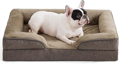 Made4pet Dog Bed Orthopedic, Dog Sofa for Small Dogs Supportive Foam Pet Cushions Bed with Washable Removable Cover, Egg-Crate Foam, Waterproof Lining Bottom, Brown, 30 * 20 * 6.5 Inch