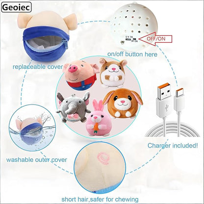 【2PCS】Interactive Dog Toys,Active Moving Pet Plush Toy with Recording & Music Modes,Jumping Squeaky Song shaking Interactive Dog Ball,Dog Toys to Keep Them Busy,Replaceable Coat (Blue Pig + Red Pig)