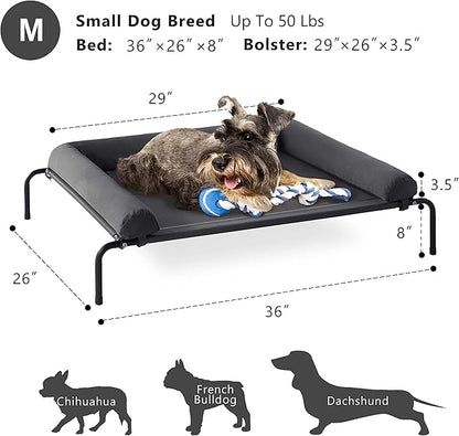WESTERN HOME Cooling Elevated Dog Bed for Large Dogs, Portable Indoor & Outdoor Raised Dog Bed with Breathable Mesh, Chew Proof Pet Hammock Cots with Removable and Waterproof Bolsters
