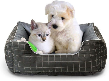 Pet Bed - Soft Luxury Pet Lounger, Premium Bedding w/Inner Cushion for Dog/Cat - Thunder Grey w/Oxford Square - Medium