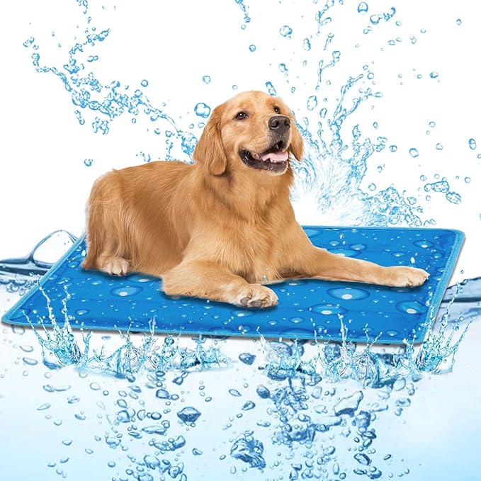 Dog Cooling Mat Water Injection Pet Cool Pads Dogs & Cats Pet Cooling Blanket for Outdoor Car Seats Beds (Blue, 24 * 18IN)