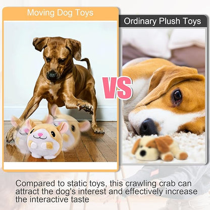Mity rain Interactive Dog Toys, Interactive Dog Ball for Pet Automatic Rolling Jumping Vibrating Wiggling, Dog Squeaky Ball with Chewable Plush Cover&Music for Small/Medium/Large Dogs Chasing（Hamster
