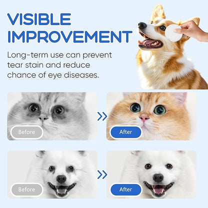 Opdent Eye Wipes for Dogs & Cats - Tear Stain Remover for Dogs - Dog Eye Cleaner, Eye Debris, Discharge, Mucus Secretions - Eye Wipes for Dogs & cat Eye Wipes (3.2 in,300pcs)
