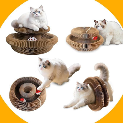 2-ck Cat PaScratcher Toy - Magic Organ Cat Scratching Board with Bell Balls for Indoor Cats Magic Organ Cat Scratcher Interactive Cardboard Cat Toy Scratcher Furniture Protection
