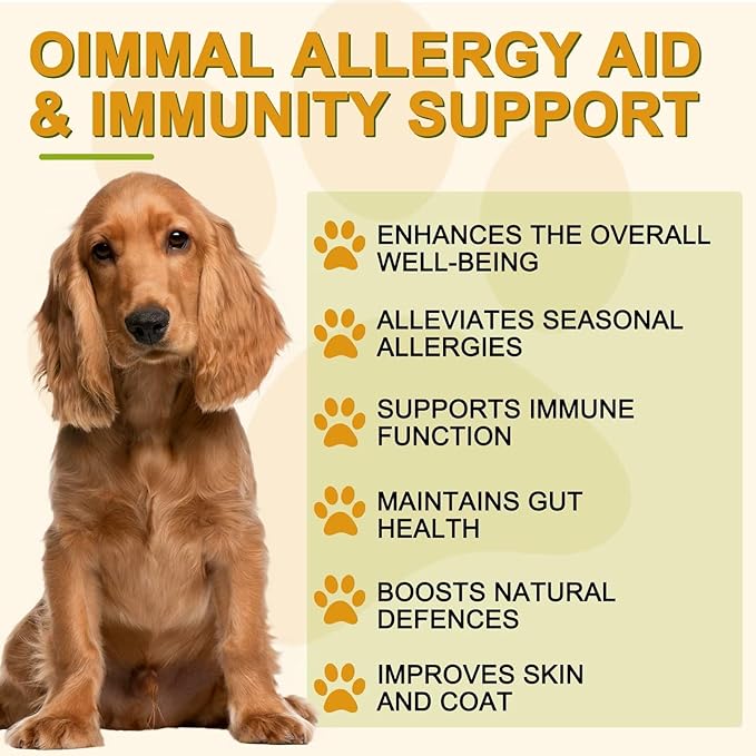 Dog Allergy Aid Immune Support Supplement, 180 Count, Natural Supplements with Omega-3, Probiotics, Vitamins for Skin, Coat & Seasonal Allergies