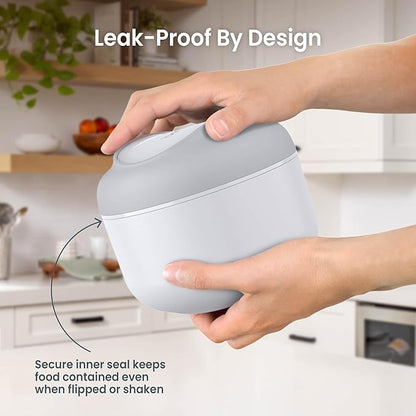 Bentgo Bowl - Insulated Leak-Resistant Bowl with Snack Compartment, Collapsible Utensils and Improved Easy-Grip Design for On-the-Go - Holds Soup, Rice, Cereal & More - BPA-Free, 21.2 oz (Gray)