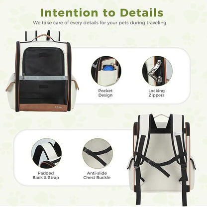 Lekereise Cat Backpack Carriers, Dog Carrier Backpacks with Breathable Mesh for Small Medium Cats Dogs Puppy Up to 17 Lbs, Pet Foldable Carrying Backpack Ventilated for Travel Hiking Collapsible
