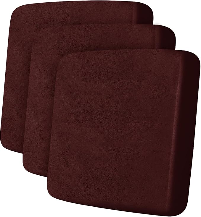 ANARACHON Leather Look Couch Cushion Covers Sofa Seat Slipcovers Sets Couches Furniture Protector for Sectional Armchair Loveseat Pets Kids Stretch Spandex Fabric (3 Cushion Sofa, Burgundy)