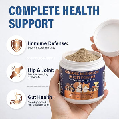 Mushroom Powder for Dogs & Cats, 11 Mushroom Complex with Turkey Tail, Lion’s Mane, Chaga, Lipoma for Cats, Partner Guard for Dogs Lumps and Bumps