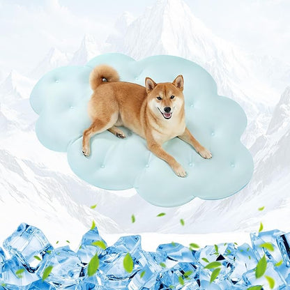 Dog Cooling Mat, 47'' × 35'' Large, Self-Cooling Mat for Dog, (Cool & Warm) Double-Sided Pet Cool Pads for Crate, Kennel, Machine Washable Summer Blanket, Cat Cool Bed, Sky Blue