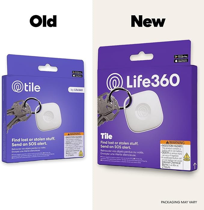 Life360 Tile - Bluetooth Tracker, Keys Finder and Item Locator for Keys, Bags and More. Phone Finder. Both iOS and Android Compatible. 1-Pack (White)