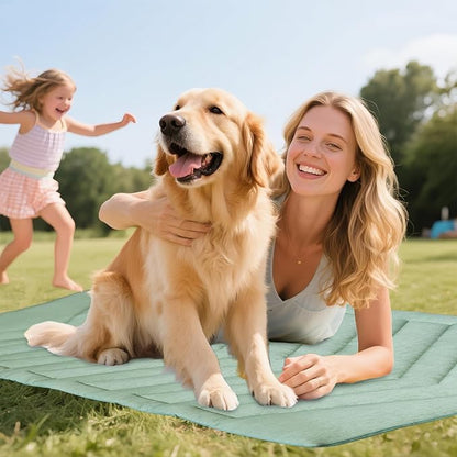 Cooling Mat for Dogs Ice Green, 150x102cm No Gel, Cool Fabric Top & Velvet Back Giant Pet Blanket, Washable, Pet Cooling Mat Available in 3 Sizes, Summer Relief for Dogs & Cats-C Size