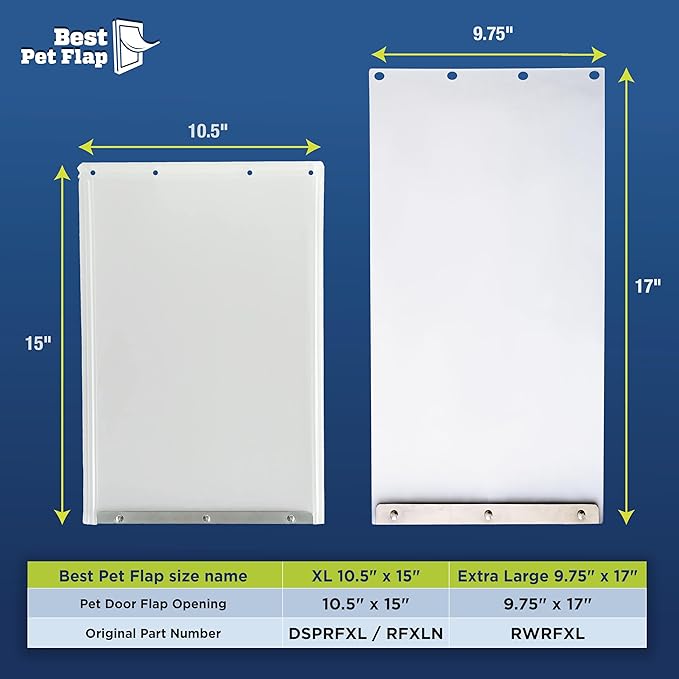 Best Pet Flap XL Replacement Dog Door Flap Compatible with Ideal Pet Products Designer Series DSPRFXL RFXLN - Measures 10.5" x 15" Longer Lasting, Most Energy Efficient, Less Shrinkage, BPA Free