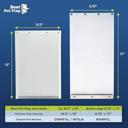 Best Pet Flap XL Replacement Dog Door Flap Compatible with Ideal Pet Products Designer Series DSPRFXL RFXLN - Measures 10.5" x 15" Longer Lasting, Most Energy Efficient, Less Shrinkage, BPA Free