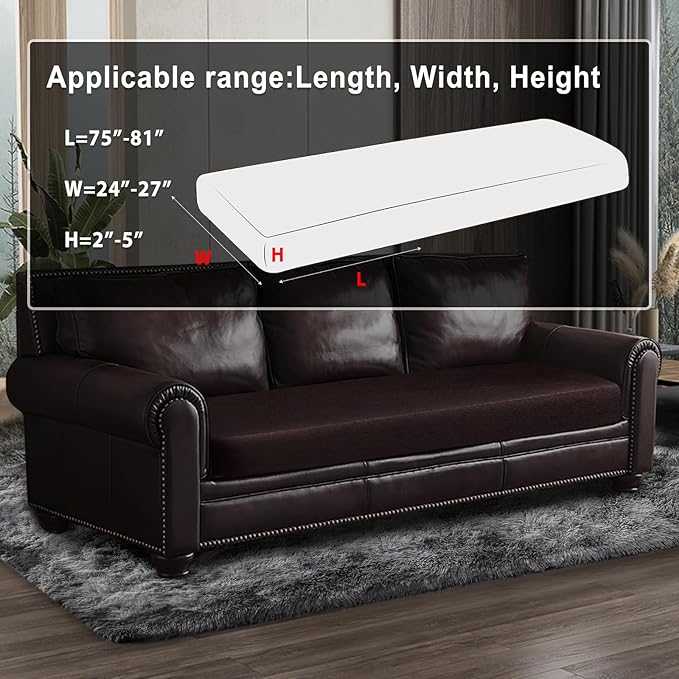 ANARACHON Leather Look Couch Cushion Covers Sofa Seat Slipcovers Sets Couches Furniture Protector for Sectional Armchair Loveseat Pets Kids Stretch Spandex Fabric (1 Cushion XL Sofa, Chocolate)