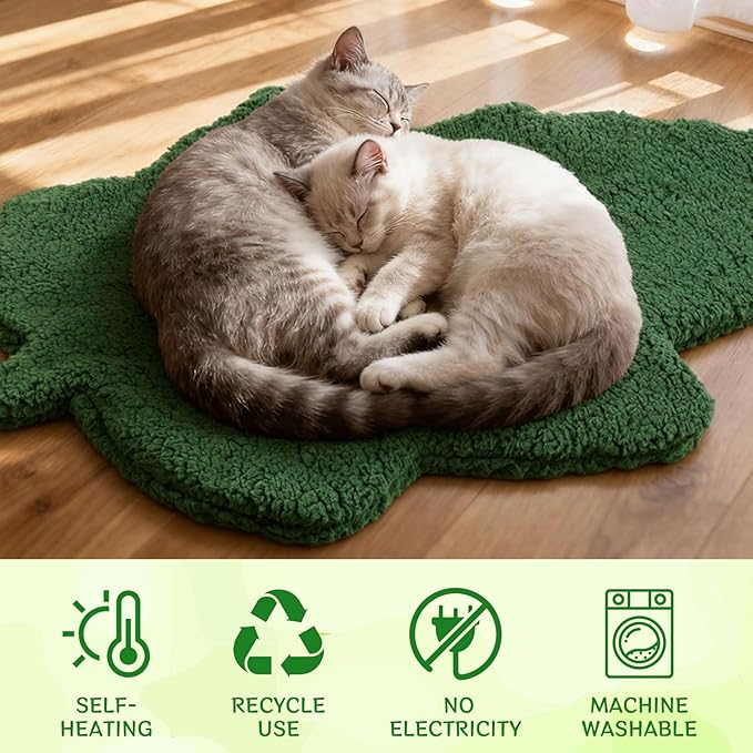 3 Pack Self Warming Pet Bed Leaf Shape Self Heating Cat Dog Mat Washable Thermal Sleeping Pad for Indoor Outdoor Hedgehog, Bunny, Sugar Glider, Rat, Chinchilla(Mixed Colors,Large-19 x29)