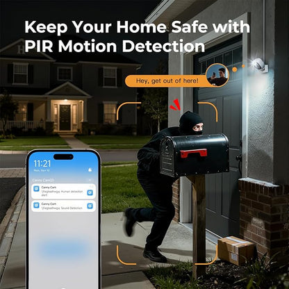 2K Cameras for Home Security,Indoor/Outdoor for Baby/Elder/Pet Monitoring with Phone app,Wired Plug&Play,Color Night Vision,2-Way Audio&24/7 Recording ,Support 128G Card Storage ( Not Included)