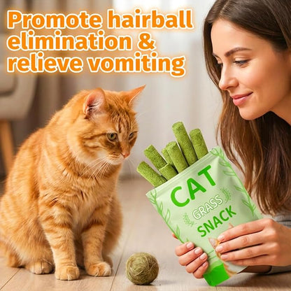 Cat Grass Treat Cats Toy 100g/3.53oz Freeze Dried Catnip Toys Kitten Chew Stick for Removal Hairballs for Cleaning Teeth Indoor Kitty Dental Care Lickable Edible Snack