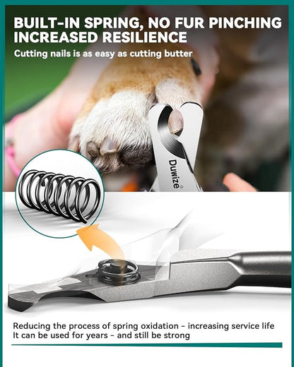 Dog Nail Clippers - All Steel Material, 1.22-Inch Large Opening, Built-in Spring, No Fur Pinch, for Medium to Large Dogs and Cats, Professional Pet Nail Trimmers, with Free Nail File (Matte)