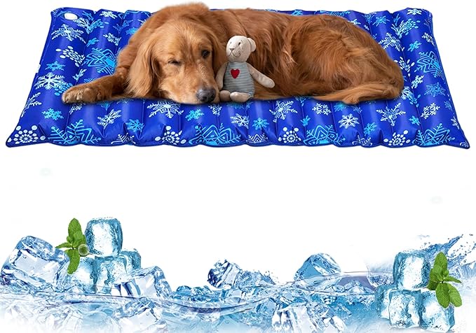 Dog Cooling Mat, 47.5" x 23.5" Cooling Mat for Dogs and Cats, Suitable for All Types of Pets, Durable Cooler Fabric for Better Cool Sensation, Keeping Pets Cool in Summer Heat (Snowflake)