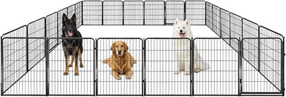 Indoor Dog Playpen - 40 inch, 24 Panels for Small and Puppy Size Dogs - Heavy Duty Metal Portable Pet Fence with Black Anti-Rust Coating - Play Pen w/Extra Wide Gate