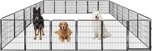 Indoor Dog Playpen - 40 inch, 24 Panels for Small and Puppy Size Dogs - Heavy Duty Metal Portable Pet Fence with Black Anti-Rust Coating - Play Pen w/Extra Wide Gate