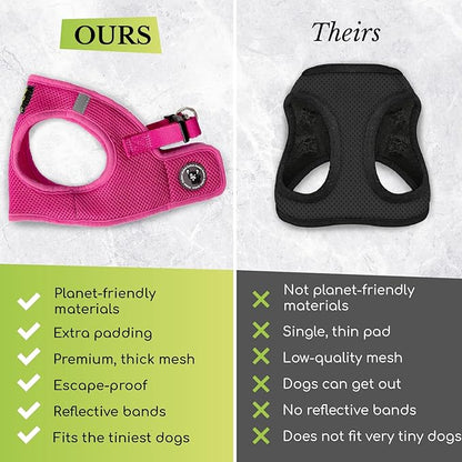 EcoBark Rapid Fastener Super Comfort Fully Adjustable Double Padded Step in Dog Harness (Small, Green)