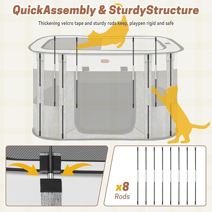 Seiyierr Foldable Pet Playpen - Cat & Puppy Playpen, Travel Dog Crate with Carrying Case, Cat Tent Dog Pen for Outdoor Camping Use