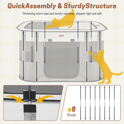 Seiyierr Foldable Pet Playpen - Cat & Puppy Playpen, Travel Dog Crate with Carrying Case, Cat Tent Dog Pen for Outdoor Camping Use