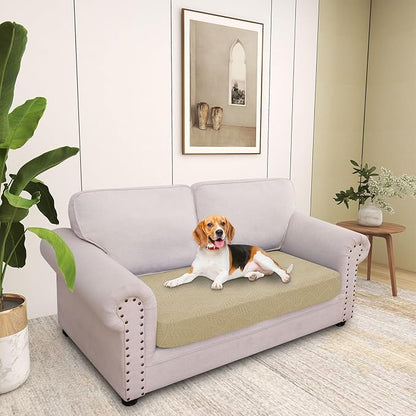 hyha Individual Couch Cushion Covers, Stretch Magic Sofa Seat Cushion Covers Washable, Dog Couch Sofa Slipcover for Pets, Kid with Elastic Bottom(Medium, Taupe)