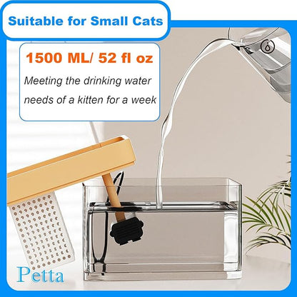 USB Cat Water Fountain,Dog Water Dispenser for Camping,Automatic Pet Fountain with Acrylic Curved Outlet Tube,Bowl,1 Filter Cotton,Outdoors,Green PC101-5