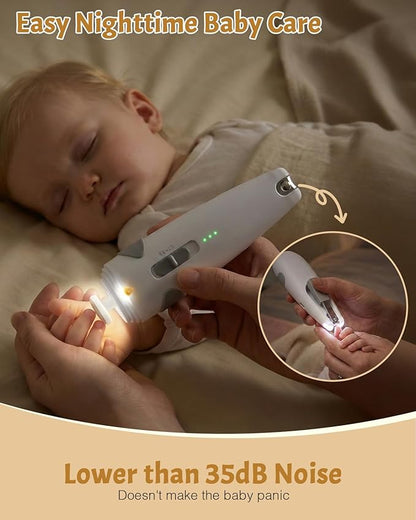 Lictin Baby Healthcare and Grooming Kit, 26 in 1 Rechargeable Nail Trimmer Electric Set,Safe File with Auto Light, Newborn Nursery Health Care Portable Safety Set for Infant Toddlers Boys Girls, Grey