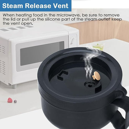Ramen Bowl,Ramen Cooker,Microwave Ramen Bowl,Microwave Safe Soup Bowl,Portable Ramen Cooker, Instant Ramen Noodle Bowls For Home Office Dorm Apartment motor home etc