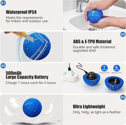 Interactive Dog Toys - Chew-Proof Dog Ball for Aggressive Chewers, Self-Moving Automatic Vibration with 3 Modes, IP54 Waterproof E-TPU, Ideal for Medium and Large Dogs