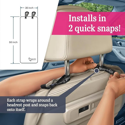 Car Seat Towel Cover After Gym Workout Yoga Pets | Snap-n-Go Seat Sheet™ Universal Fit with Headrest Post Straps, Quick-Dry Washable Sweat Protector for Cars, Trucks, SUVs Interior Protection (Black)
