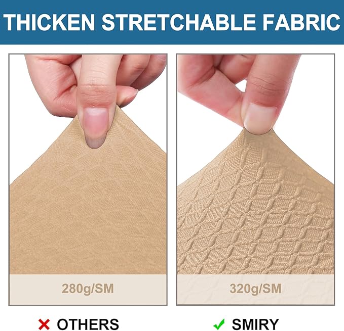 Smiry Waterproof Seat Covers for Dining Room Chairs Set of 2, Stretch Jacquard Removable Washable Chair Seat Slipcovers Protector, No Rear Covers, Camel
