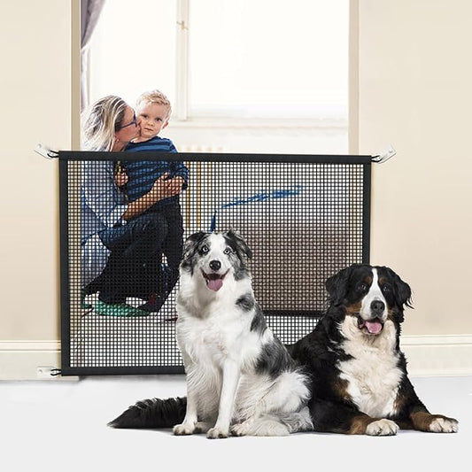 2-Pack Dog Gate for Stairs Pet Gates for The House: Dogs Screen Mesh Gate for Doorways Stairways Indoor Safety 29 inches Tall, 41 inch Wide