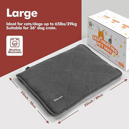 Mora Pets Self Heating Cat Bed Self Warming Cat Bed Thick Thermal Pet Bed Mat 36 x 24 Inches Removable Washable Cover for Outdoor Indoor Cats and Dogs Suede Grey Large
