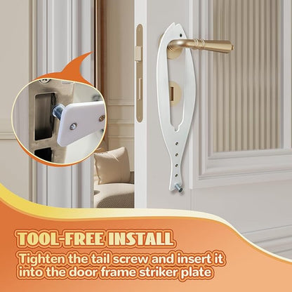 TGIOW Cat Door Latch, 1 Pcs Cat Door Stopper Pet Door Latch to Keep Dog Out of Litter Box and Food, Door Prop for Cat with 5 Adjustable Size Strap 2.5-6" Wide, No Measuring, Easy to Install, White