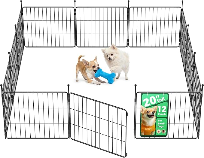 FXW MiniPaws Unleashed Dog Playpen, Expandable & Portable Design for Yard, RV Camping and Indoor Use, for Puppies and Small Dogs, 20-inch 12 Panels
