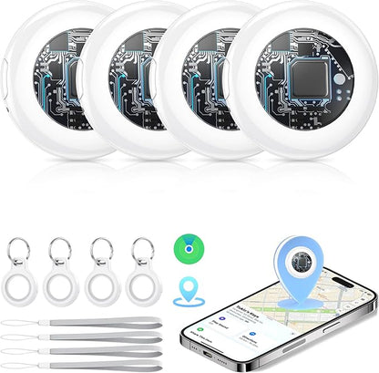 2026 New [Apple MFi Certified] (iOS Only) Tracker Tags-4 Pack, Tukio Bluetooth 5.3 GPS Tracker for Apple Find My, Replaceable Battery, 100dB Key Finder and Item Locator for Car, Keys, Luggage, White